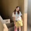 SUSAN Korean off-the-shoulder T-shirt Women's short-sleeved Summer 2025 New style Loose slimming round-neck casual top DL612 Specification image